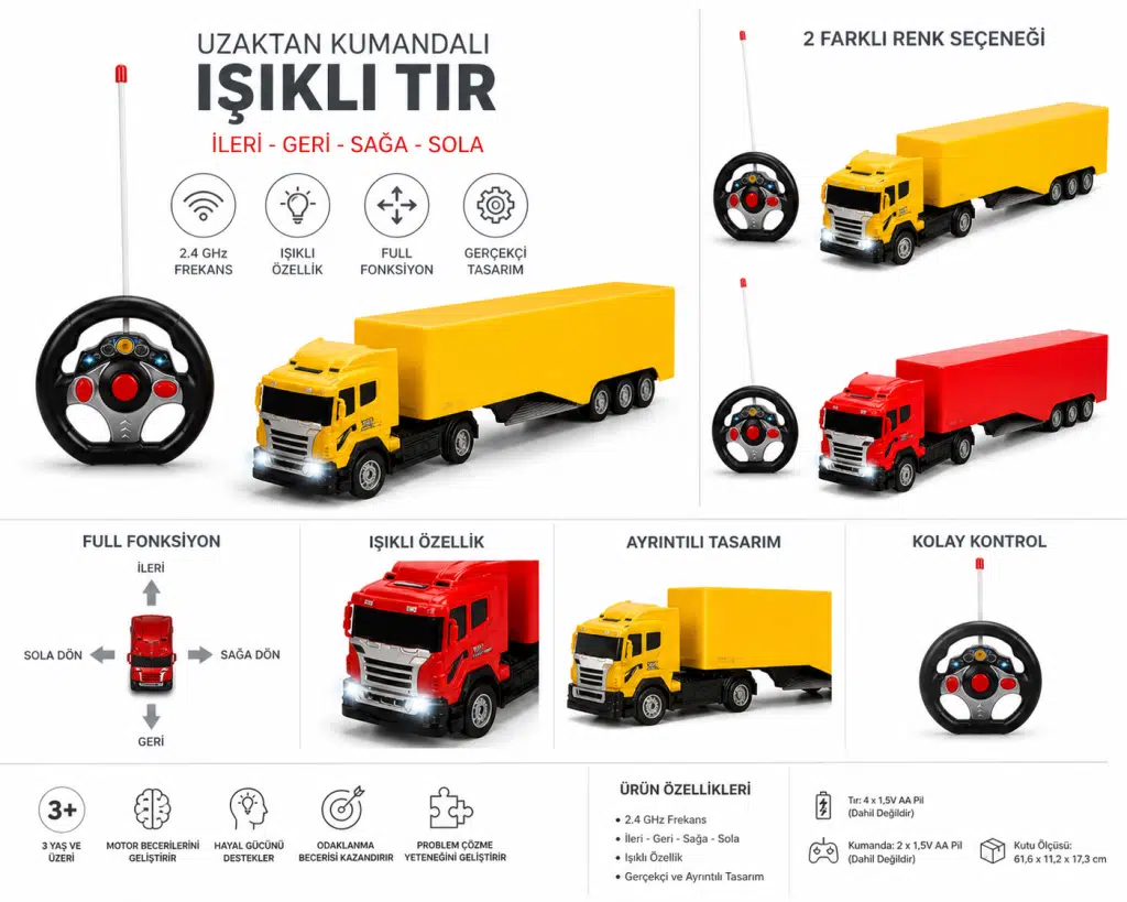 01992 1:32 Uzaktan Kumandalı Işıklı Tır 50 cm -