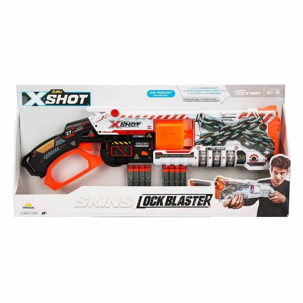 36606 X-Shot Skins Lock Blaster 16 Mermili Sünger Dart Atan Silah 56 cm -